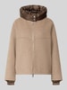 Blonde No. 8 Doubleface Wolljacke mit abnehmbarer Steppkapuze Taupe