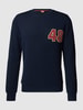 MOS MOSH Sweatshirt mit Motiv-Print Modell 'Abel' Marineblau meliert