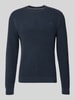 Lerros Regular fit pullover in gebreide look Marineblauw