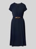 Lauren Ralph Lauren Knielanges Kleid mit Taillengürtel Dunkelblau