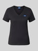 Hugo Blue T-Shirt mit Label-Stitching Black