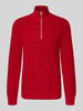 MCNEAL Slim Fit Strickpullover aus reiner Baumwolle mit Troyer-Kragen Rot