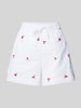 Only Relaxed Fit Shorts aus reiner Baumwolle mit Stickereien Modell 'GRACE' Weiss