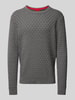 HUGO Strickpullover mit Strukturmuster Modell 'Stubon' Mittelgrau