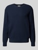 CK Calvin Klein Relaxed fit pullover in gebreide look, model 'Texture' Marineblauw