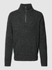 Fynch-Hatton Gebreide pullover met korte ritssluiting Donkergrijs