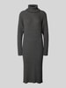YAS Strickkleid mit Rollkragen Modell 'MAVI' Dunkelgrau Melange