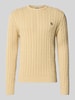REVIEW Slim Fit Strickpullover mit Zopfmuster Beige