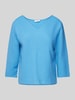 s.Oliver RED LABEL Regular Fit Sweatshirt mit V-Ausschnitt und 3/4-Ärmeln Blau