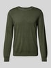 OLYMP Level Five Slim fit gebreide pullover met ronde hals Donkergroen