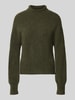 Samsøe Samsøe Sweter o kroju regular fit z mieszanki wełny i alpaki model 'Nola' Ciemnozielony