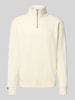 Superdry Sweatshirt mit Troyer-Kragen und Logo-Stitching Offwhite