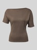 ONLY t-shirt o kroju regular fit z dodatkiem wiskozy model 'SILLY' Czekoladowy