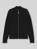 HUGO Regular fit gebreid jack van geribd katoen, model 'SRITON' Zwart