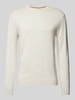 Tom Tailor Gebreide pullover met labelstitching, model 'BASIC' Offwhite