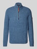 camel active Wollpullover mit Label-Detail Rauchblau