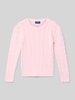 Polo Ralph Lauren Teens Gebreide pullover met kabelpatroon en ronde hals Felroze
