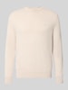 Marc O'Polo sweter w kroju regular fit z mieszanki bawełny z dodatkiem żywej wełny Piaskowy