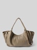Seidenfelt Handtas met hengsels, model 'LAINIO' Taupe