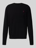 Replay Gebreide pullover van lanawolmix met ronde hals Zwart