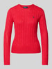 Polo Ralph Lauren Gebreide pullover met kabelpatroon, model 'JULIANNA' Lichtrood