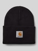 Carhartt Work In Progress Beanie met labelpatch, model 'ACRYLIC WATCH HAT' Zwart