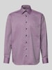 ETERNA Comfort fit zakelijk overhemd van katoen met kentkraag Lila