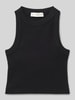 Mango Tanktop mit gerippten Abschlüssen Black