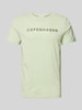 Lindbergh T-shirt met labelprint, model 'Copenhagen' Mintgroen