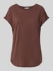 Christian Berg Woman T-shirt met geribde ronde hals Chocoladebruin