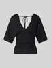 Gina Tricot Bluse aus Viskose-Mix mit V-Ausschnitt Black