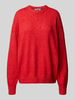 Review Gebreide pullover met extra brede schouders Rood gemêleerd