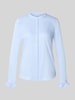 MOS MOSH Blouse met maokraag en mouwen met ruches model 'Mattie' Lichtblauw