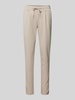 ICHI Slim fit bandplooibroek met elastische band, model 'KATE' Beige