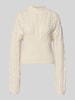 NOISY MAY® Sweter o kroju slim fit z efektem dzianiny model ‘Haysa’ Écru