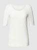 Christian Berg Woman T-shirt met geribde ronde hals Offwhite