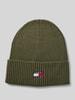 Tommy Jeans Czapka z dzianiny z wyhaftowanym logo model ‘HERITAGE CORE’ Khaki