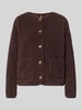 Soyaconcept Regular Fit Teddyjacke mit ausgesetzten Taschen Modell 'SC-ONYX 2' Dunkelbraun