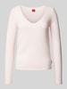 HUGO Wollen pullover met afgeronde V-hals, model 'Shakylina' Oudroze