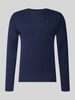 Tommy Jeans Slim Fit Longsleeve mit Rippenstruktur Marine Melange