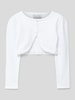 Happy Girls Cropped Strickjacke mit Zierperlenbesatz Offwhite