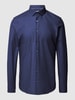 OLYMP No. Six Slim fit zakelijk overhemd van twill met stretch Marineblauw