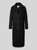 ICHI Lange jas met reverskraag en opgestikte zakken Zwart