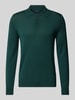 Christian Berg Men Slim fit gebreide pullover met polokraag Flessengroen