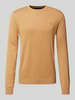 Scotch & Soda Sweter z dzianiny z wyhaftowanym logo model ‘CORE’ Camel