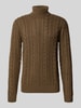 JACK & JONES Premium Slim Fit Strickpullover mit Baumwoll-Anteil Modell 'Callum' Khaki