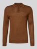 Christian Berg Men Slim fit gebreide pullover van wolmix Cognac gemêleerd