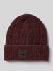 CK Calvin Klein Beanie in Bouclé-Optik mit Label-Patch Bordeaux