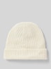 MOS MOSH Beanie mit Label-Stitching Modell 'Lora' Ecru