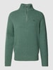 Fynch-Hatton Gebreide pullover met korte ritssluiting Lindegroen